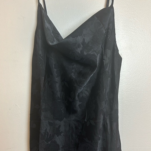 Lulus Close to Your Heart Black Satin Jacquard Cowl Mini Floral Slip Dress - Picture 7 of 16